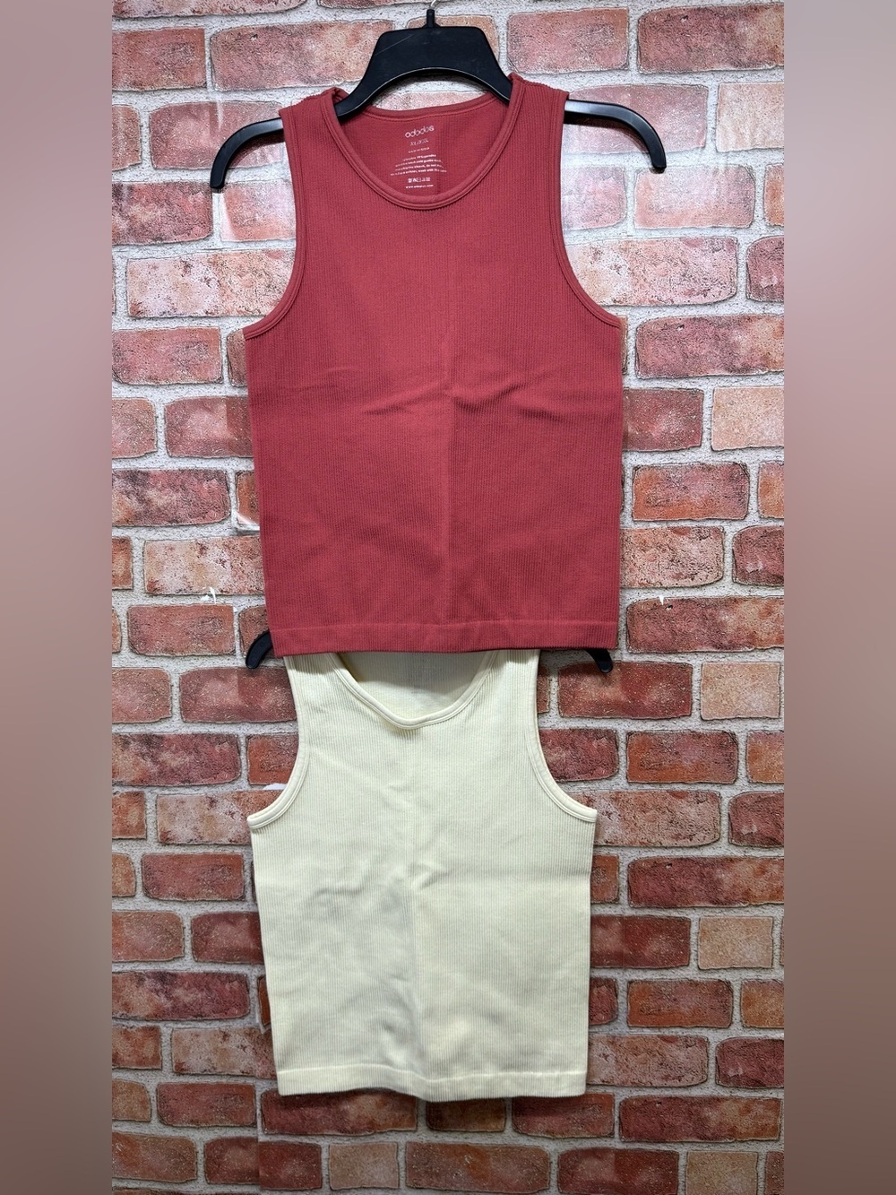 Ribbed clean girl fitted crop Tank Top - Rust Red and Cream